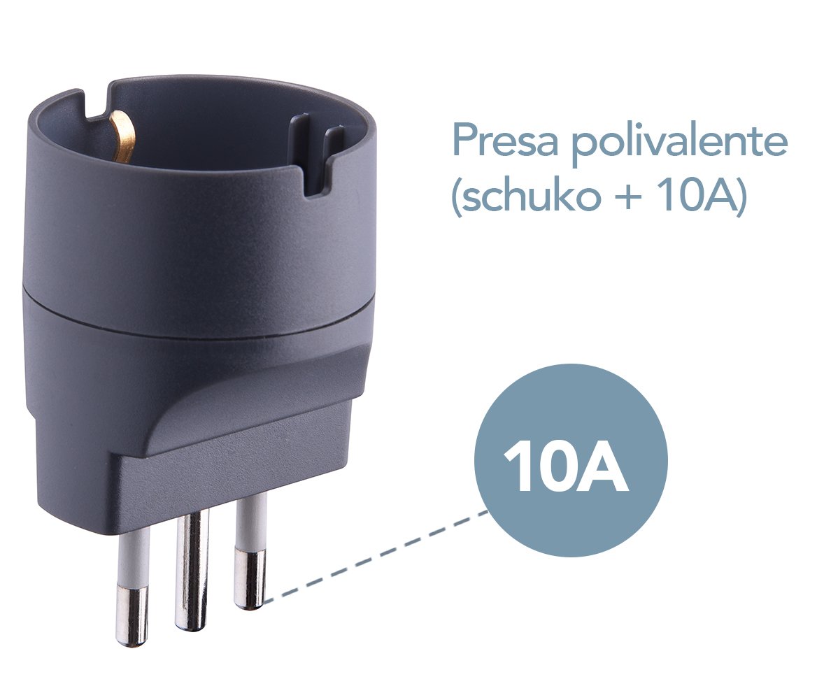 Electraline 92294 Set 5 Adattatori da Schuko a Spina Piccola 10A, Nero, Confezione da 5