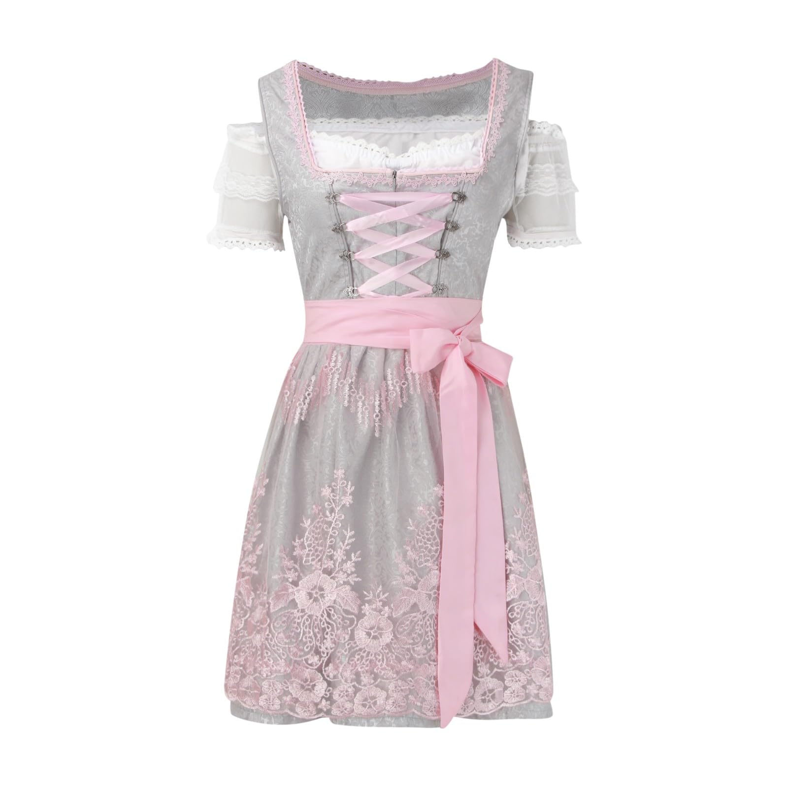Dirndl Damen 3 Teilig - Trachtenkleid Dirndlkleid Trachten Kleid + Dirndlbluse+Schürze Grosse Grössen Dirndel Trachtenmode Dirndl & Dirndl-Sets für Frauen Mädchen Oktoberfest Outfit S-5XL