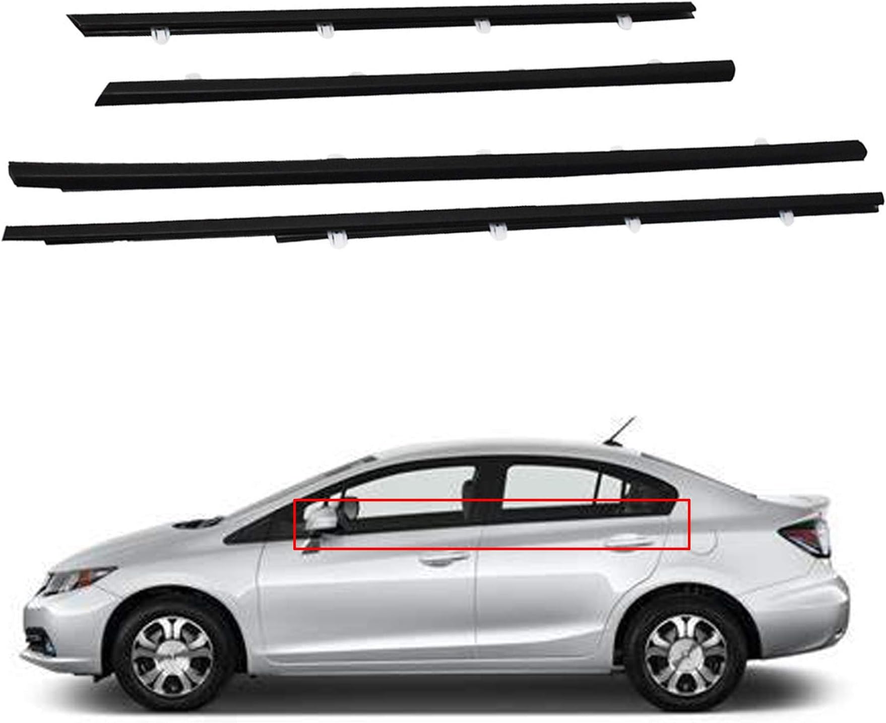 Weatherstrip Window Moulding Trim Seal Belt Replacement for 2012-2015 Civic