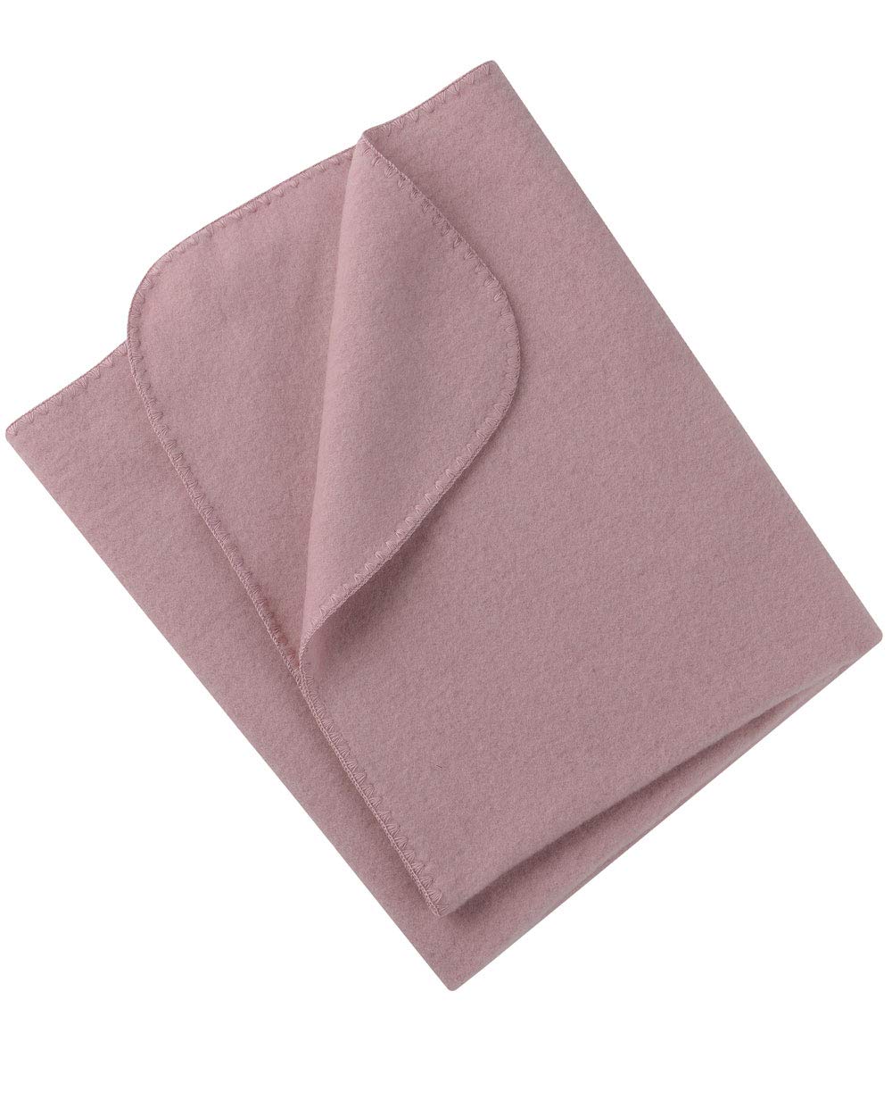 Engel Natur, Baby Fleece Blanket with Shell Edge, 100% Wool (Controlled Organic Cultivation) (80 x 100 cm, Rosewood Melange)