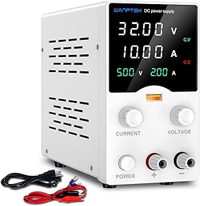 WANPTEK DC Power Supply 0-32V 0-10A Variable Bench Power Supply, Precision Encoder Knobs, 4-Digit LED Display, USB Fast Ch…