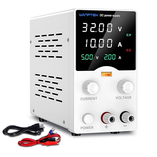 Alimentation DC Laboratoire 30V 10A Réglable | Écran LED 4-Digits Haute Précision | Variateur Encodeur | Sorties USB Charge Rapide + Convertisseur CC | Stabilisée pour Électronique