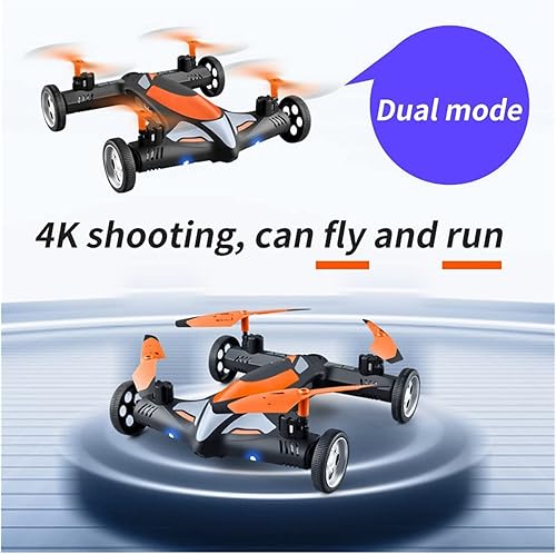 Miniatura 8 de - 2 en 1 2.4G RC Drone Air-Ground Flying Car 4K HD Cámara Dron Quadcopter con luz nocturna LED Juguetes para helicópteros (Color  Naranja Tamaño