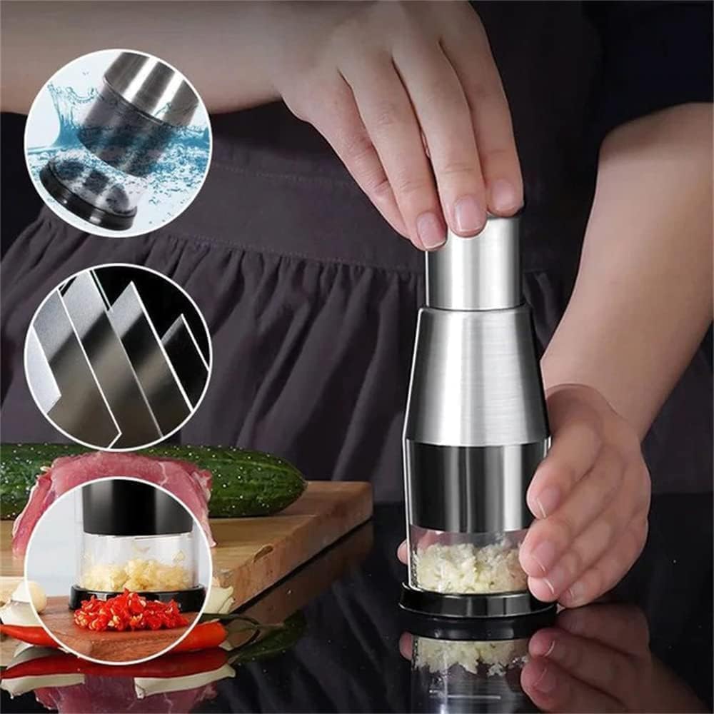 Suicune Multifunctional Onion Cutter for Garlic Cutting Stainless Steel Vegetable Cutter Manual Vegetable Cutter Chopper Onion Garlic Press — Amazon image 2