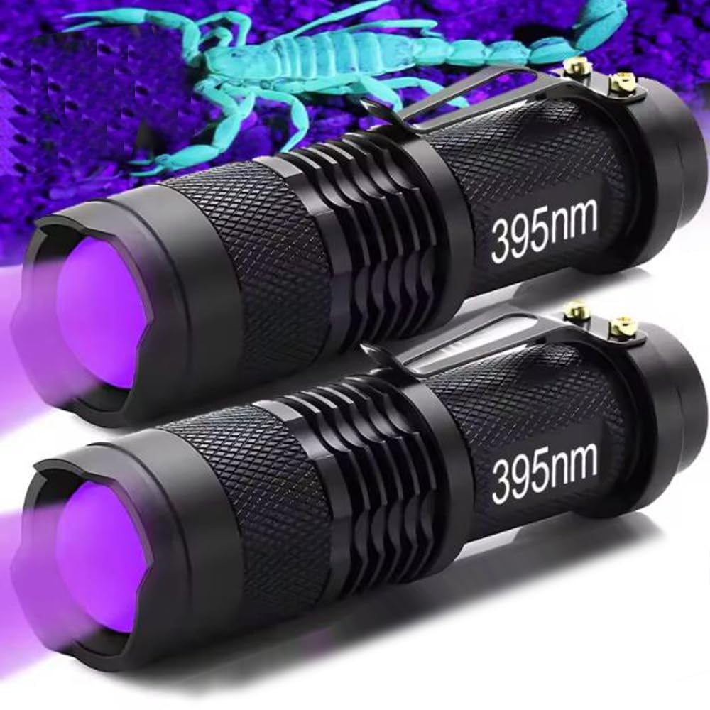 2 peças de lanterna LED UV portátil mini lanterna ultravioleta à
