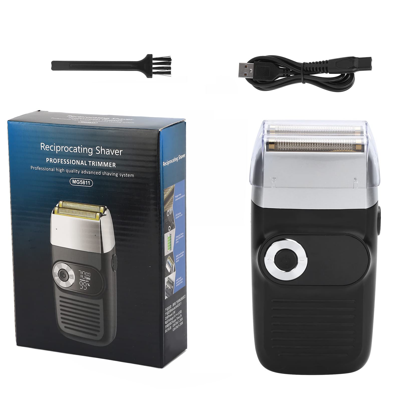 Elektryczna golarka foliowa USB ładujący wyświetlacz LCD golarka elektryczna łysina trymer do brody maszynka do wąsów dla mężczyzn