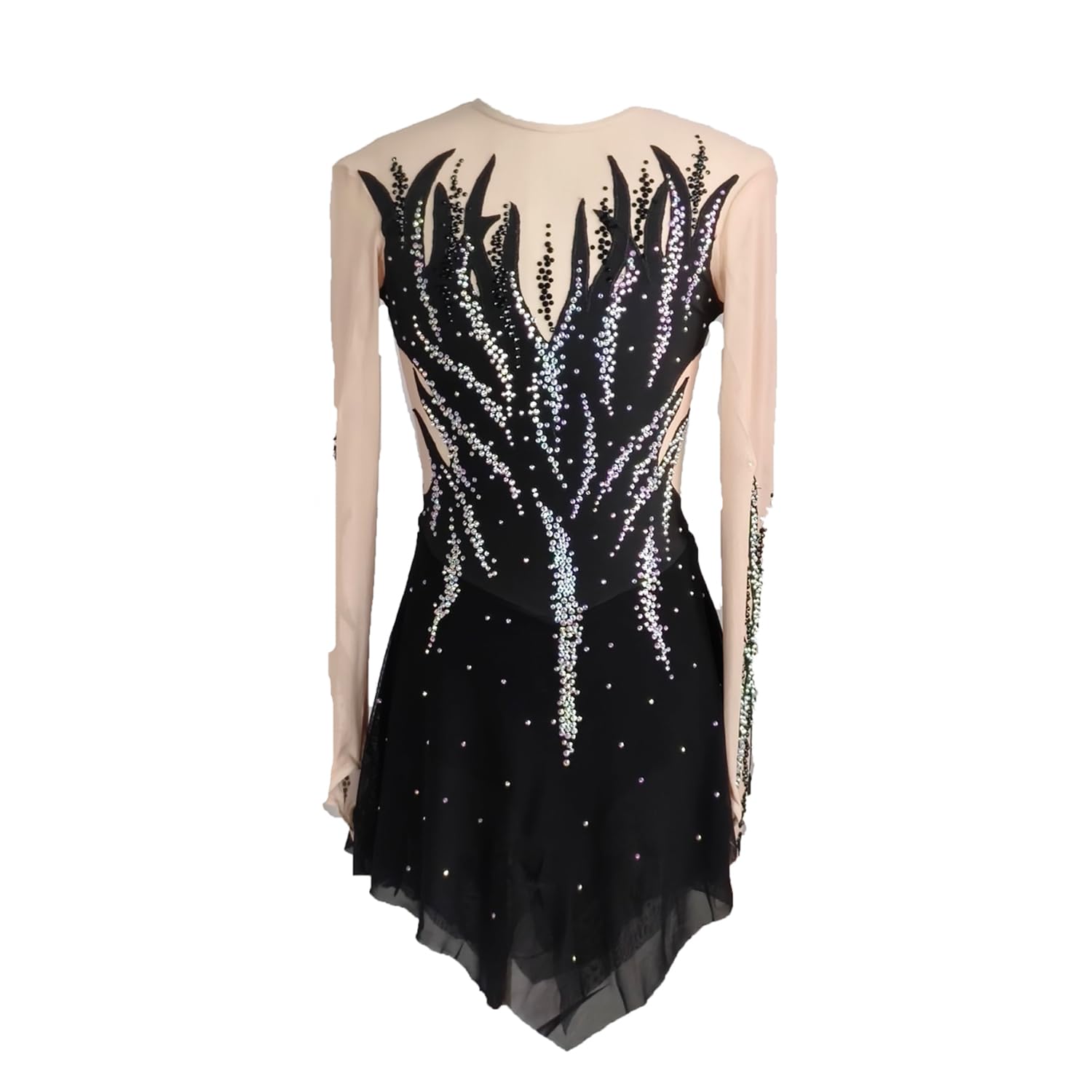 Langarm Damen Eiskunstlaufkleid für Wettkämpfe und Auftritte, Eislaufen, Gymnastik- und Tanzkostüme