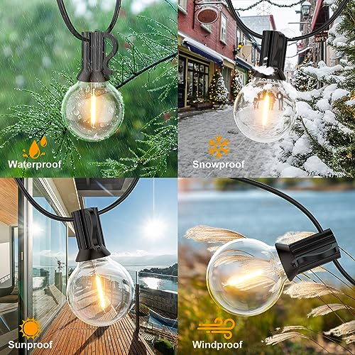 GPATIO LED Lichterkette Außen, 45M Lichterkette außen strom mit 75+2 Stk. Warmweiße G40 Glühbirnen Plastik, IP45 Wasserdicht Innen/Außen Lichterketten für Garten, Terrasse, Hochzeiten, Partys