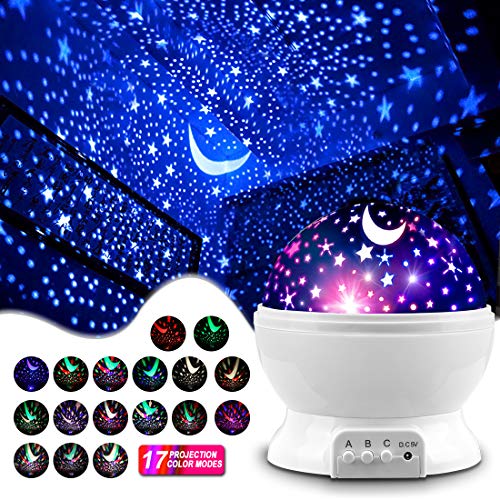 MOKOQI Star Projector Night Lights for Kids, Fun Gifts for 1-4-6-14 Year Old Girl and Boy, Projection Lamp for Kids Bedroom Ceiling, Stars and Moon for Child Asleep Peacefully (White) - Image 3