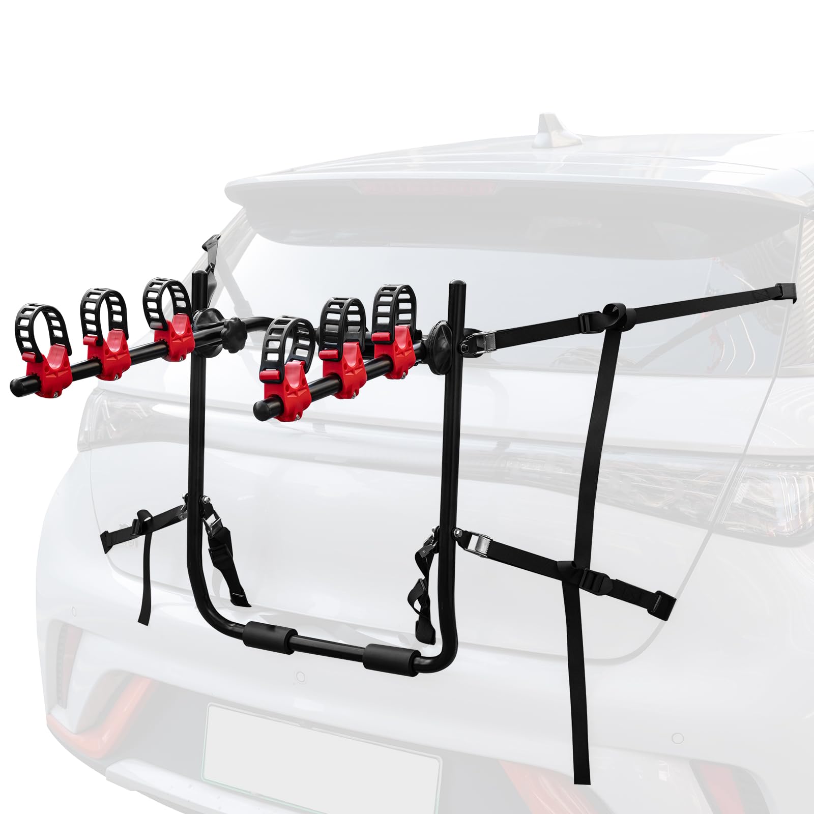 SOARS Portabici Posteriore Pieghevole per Auto 68 X 50 X 61 CM | Porta Bici in Acciaio al Carbonio, con Chiusure di Sicurezza Regolabili e Scanalature Antiscivolo, Portata 50 KG