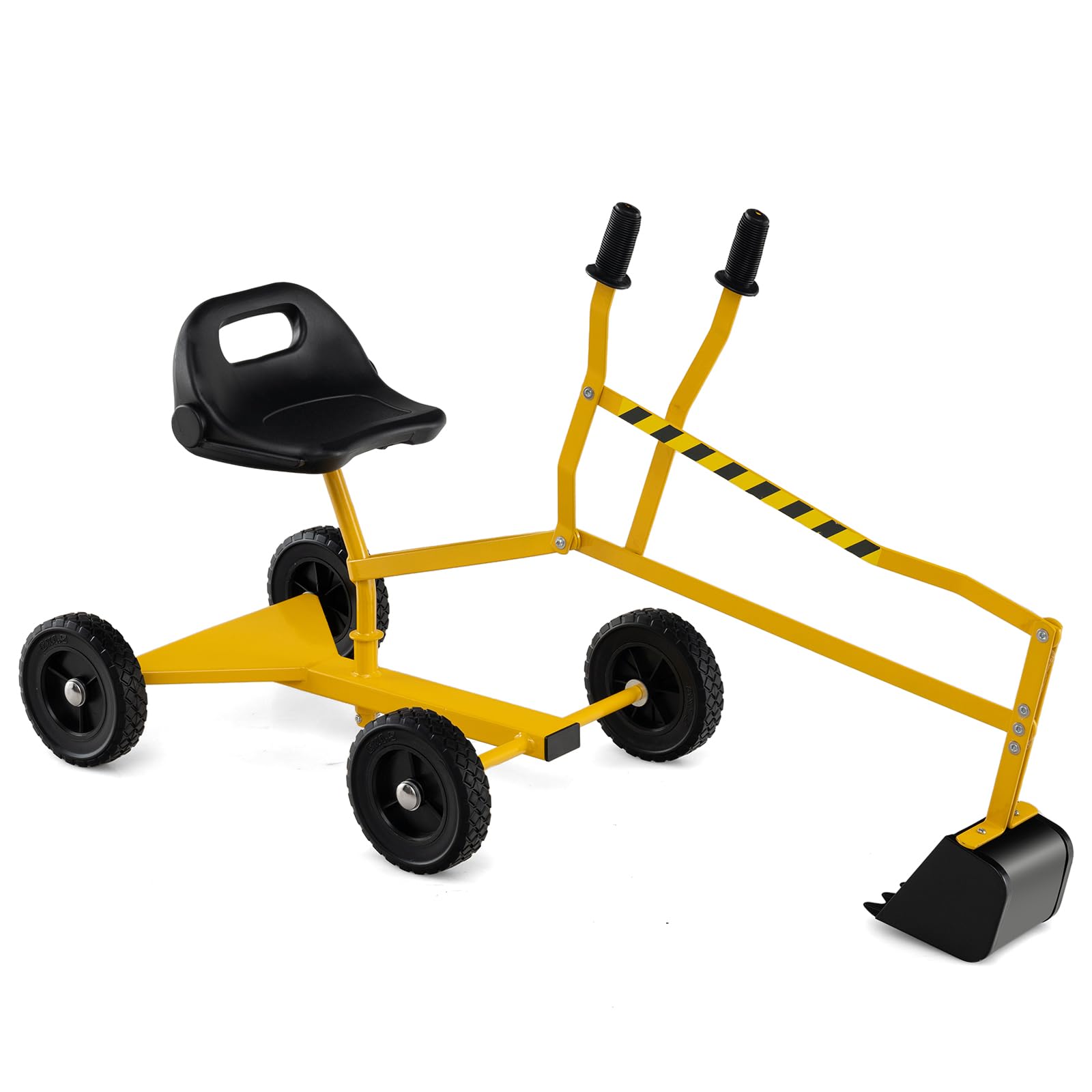 Costzon Sand Digger, Outdoor Heavy Duty Metal Excavator with 360° Swivel Seat for Beach Garden Sandbox Digging Sand Dirt Snow, Sit on Digger for 3+ Years Old Kids Boys Girls