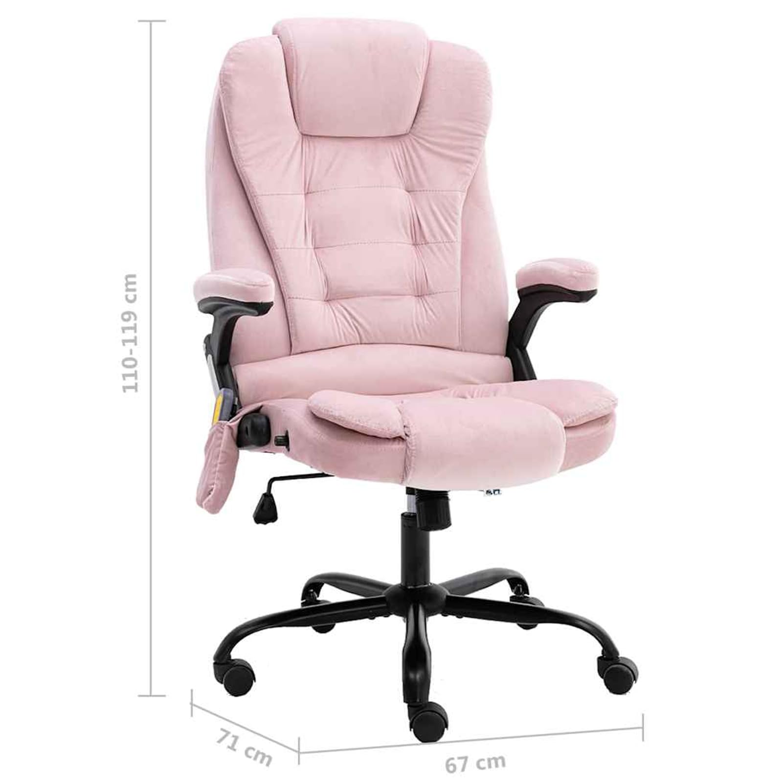 Sedia da ufficio massaggiante ergonomica con massaggio per schiena e seduta, funzione riscaldante, velluto rosa, portata 110 kg, per adulti in ufficio