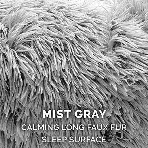 Furhaven 30" Round Calming Donut Dog Bed For Medium/Small Dogs, Refillable W/ Removable Washable Cover, For Dogs Up To 45 Lbs - Shaggy Plush Long Faux Fur Donut Bed - Mist Gray, Medium #TOP5