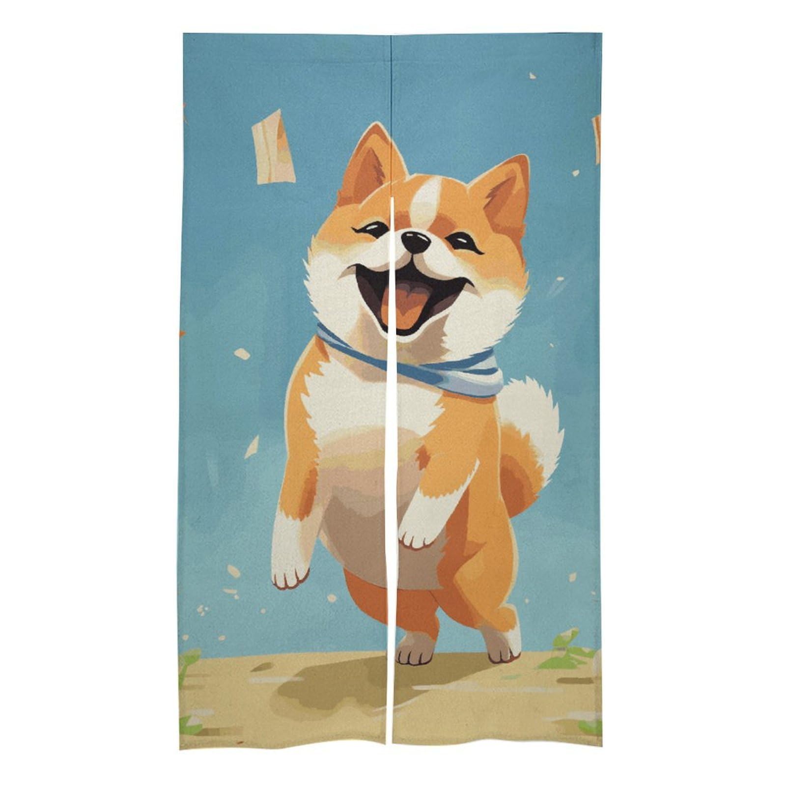 Rideau de porte fendu Shiba Inu pour créer un coin cosy de détente dans la chambre