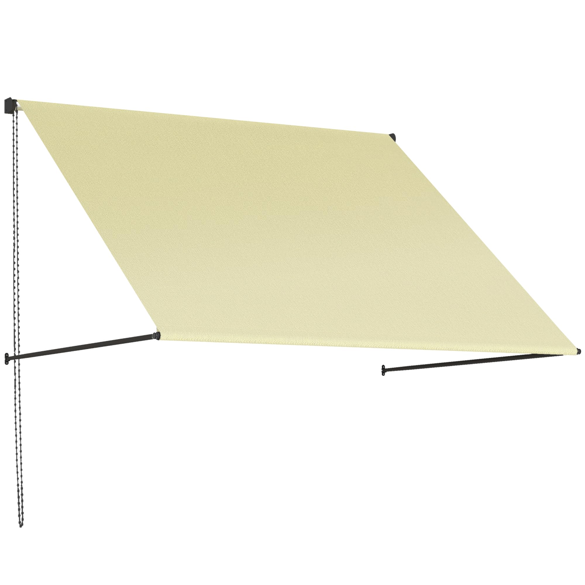 Outsunny Store banne Manuel auvent rétractable Inclinaison réglable 150 x 116 cm Protection UV Aluminium Polyester crème