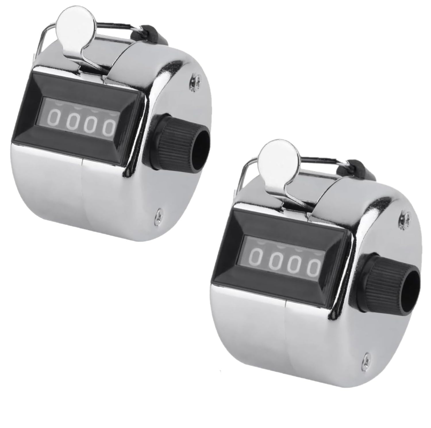 Contatore Manuale Clicker In Metallo A 4 Cifre - Argento Con Anello, Per Allenatori, Casinò, Conteggio - 3