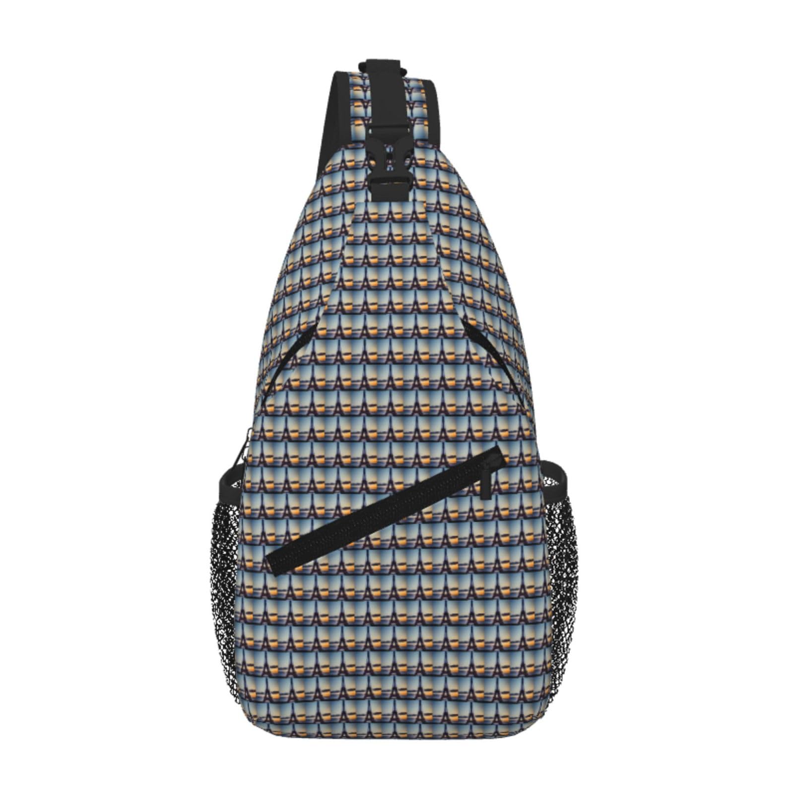 Bolsa de pecho cruzada para mochila de senderismo diaria ligera con estampado 8