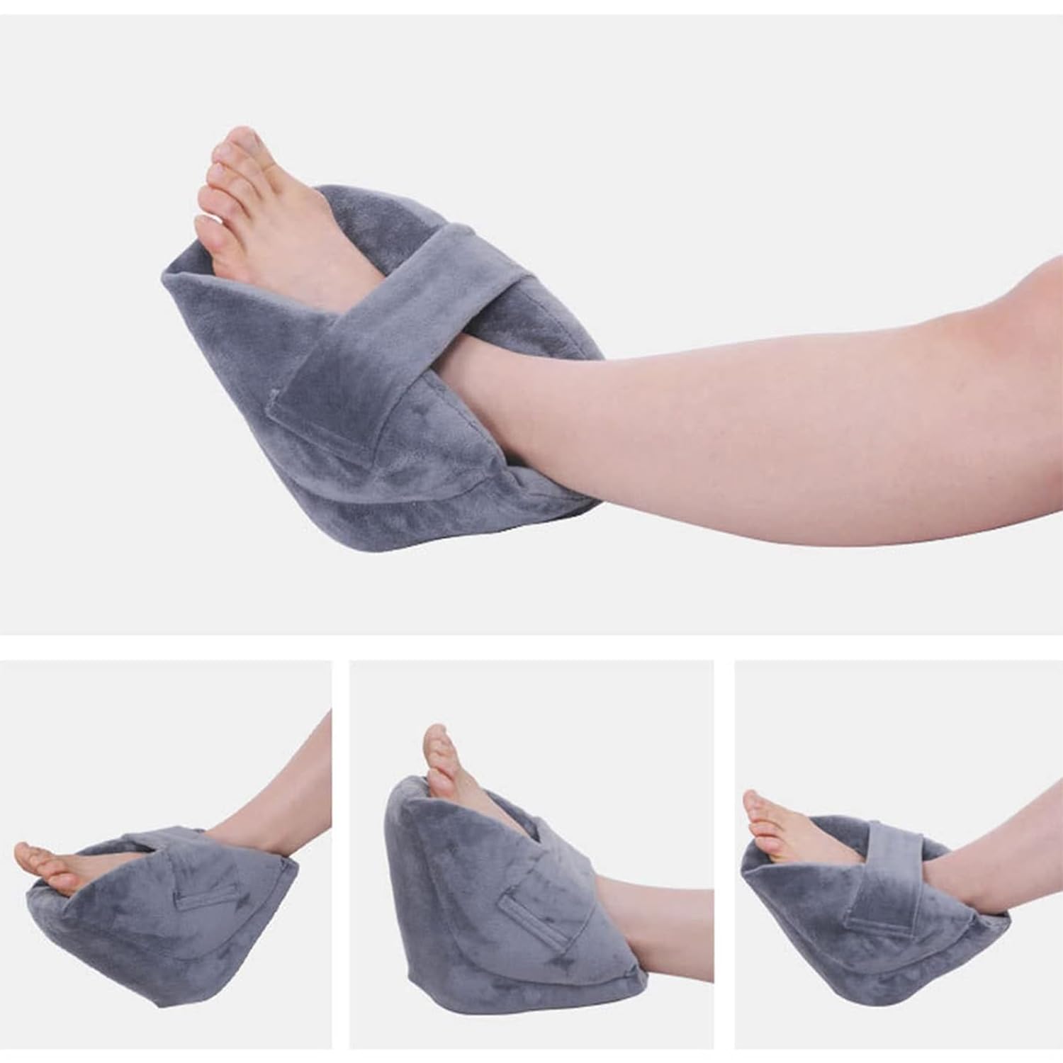 TsoLay Almohadas Protectoras para el talón, 1 par de Almohadas Protectoras para el talón antiescaras con Cierre de Correa mágica, Cojines Ajustables para el Tobillo, para postrados en Cama