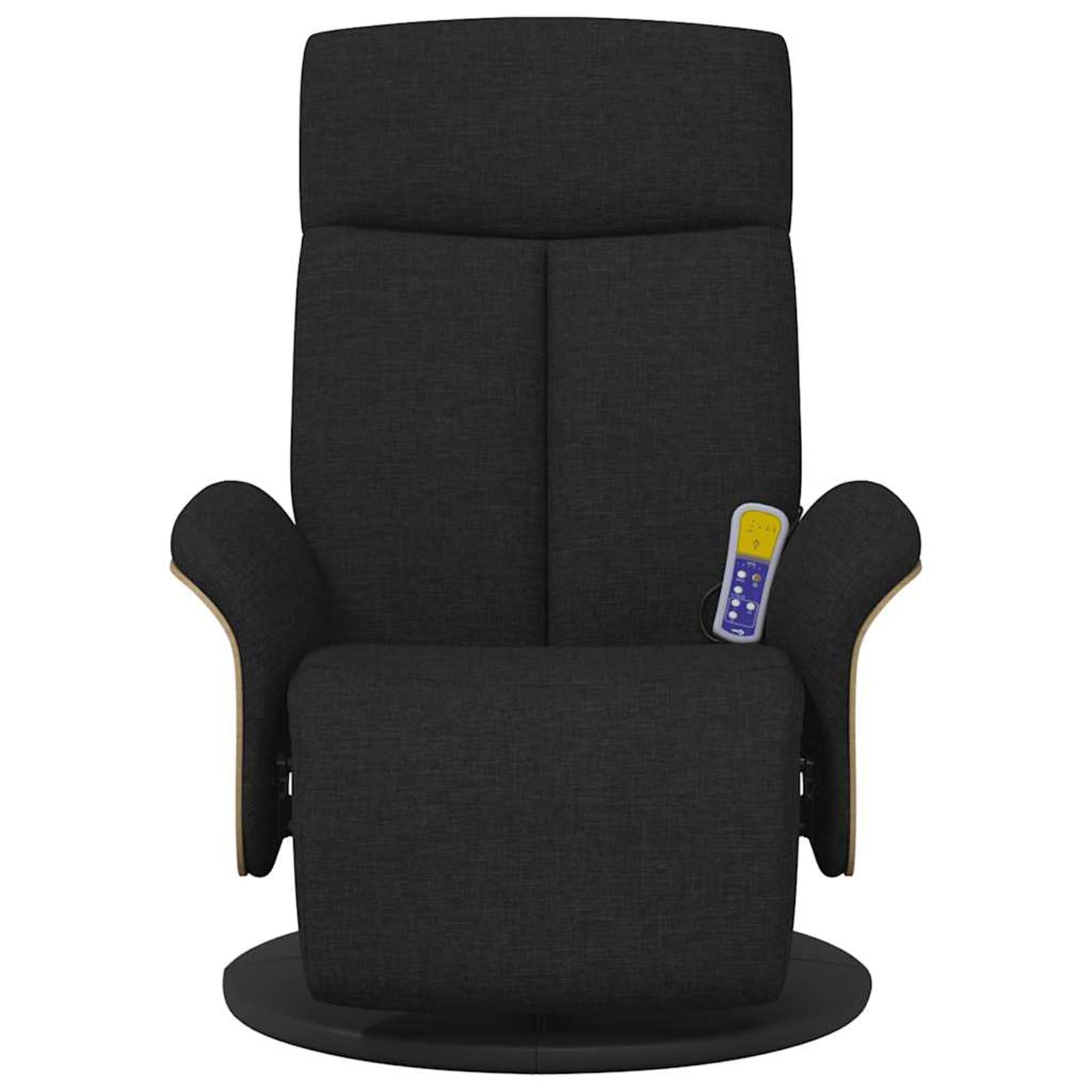 Fotel do masażu z podnóżkiem, ergonomiczne siedzisko z obrotowym cokołem 360°, materiał (100% poliester), czarny, 79 x 128 x 95 cm (pozycja leżąca), dla dorosłych
