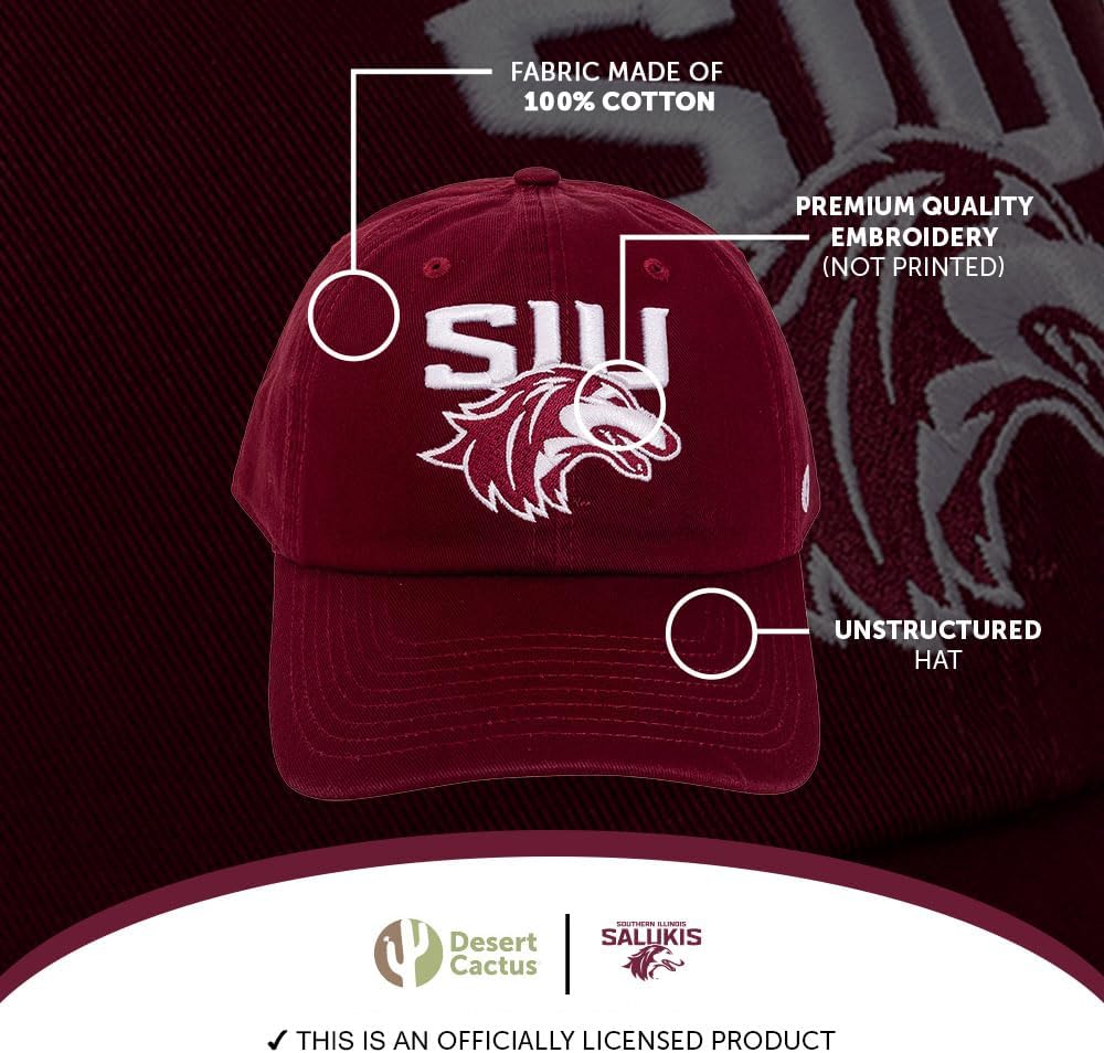 Desert Cactus Southern Illinois University Baseball Hat SIU Salukis Brimmed Embroidered Hats Cap Adjustable Cloth Strap Adult