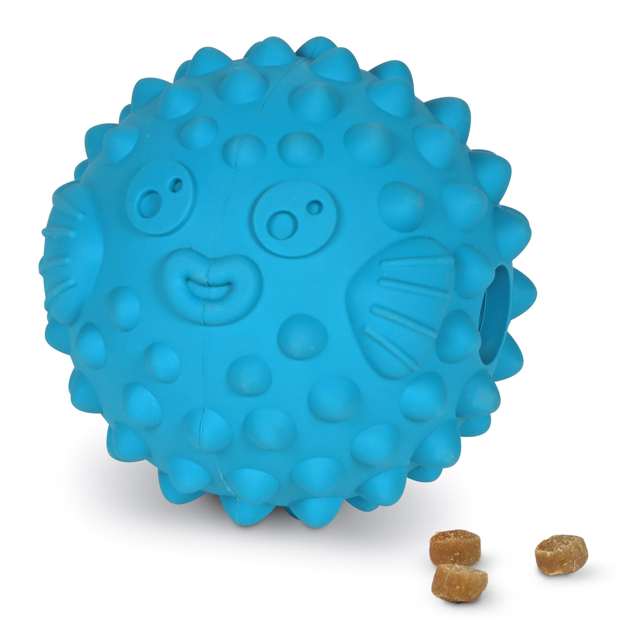 Brightkins Tough & Tumble Treat Dispenser Large Pufferfish - Interactive Dog Puzzle Toy for All Breeds, Rubber Dog Toys for Aggressive Play, Dog Stocking Stuffers