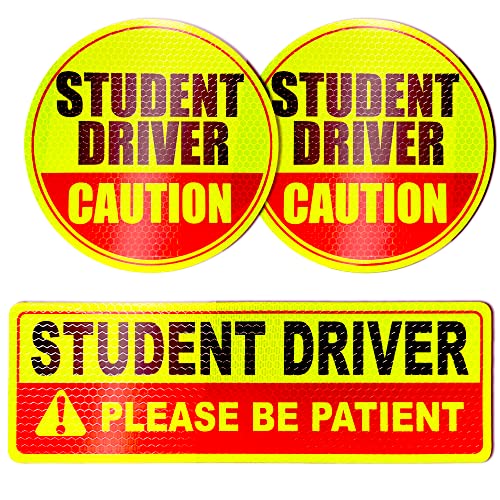 Zzusoo Student Driver Magnet For Car,Be Patient Student Driver Magnet Boys And Girls New Student Driver Sticker Safety Warning Red And Yellow Reflective Signs Movable 3 Pcs #TOP3