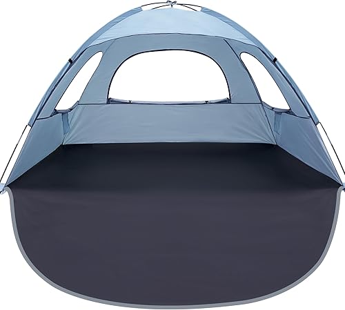 Miniatura 24 de WhiteFang - Tienda de campaña portátil con protección contra los rayos UV para la playa, refugio del sol para 3/4/6/8 personas, piso extensible con