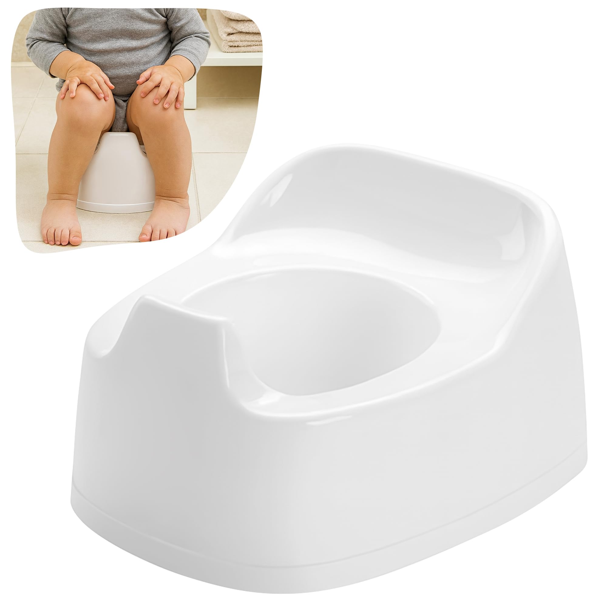 Toddler Potty Training Seat for Kids | Junior Plastic Potty Chair with Cut-Out Handle for Easy Carry, Clean & Empty | Baby Toilet Trainer for Boys & Girls — view 7