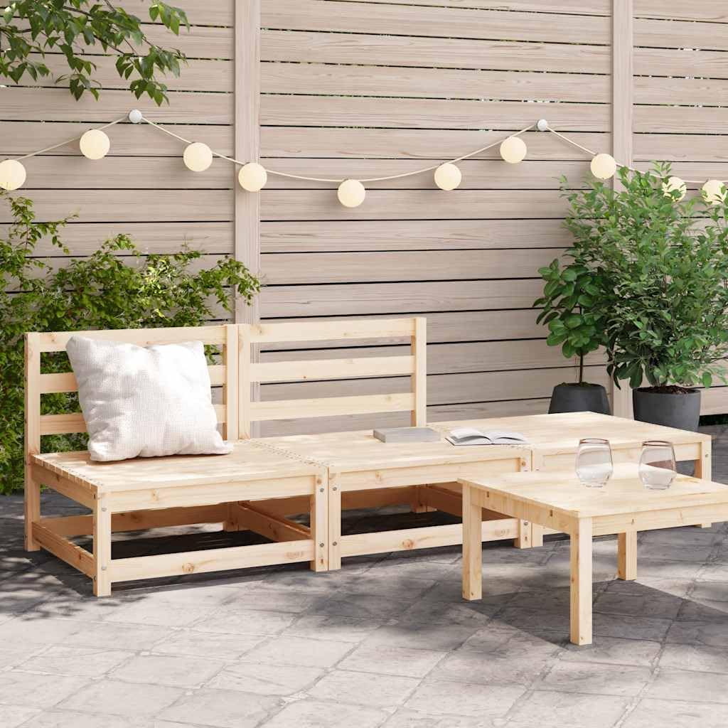 Rustic Outdoor Loveseat Modular 2-Seat Patio Couch Solid Pine Wood 82.7x27.6x26.4 in Beige Weather-Resistant Garden Sofa for Balcony & Terrace