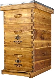 Hoover Hives Complete 8-Frame Beehive Kit – Wax-Coated Fir Wood, Includes 2 Deep Brood Boxes, 1 Medium Super, Langstroth Frames & CellTech Foundations – Durable, Weather-Resistant Beekeeping Supplies