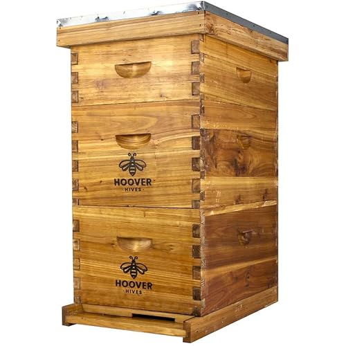 Hoover Hives Complete 8-Frame Beehive Kit – Wax-Coated Fir Wood, Includes 2 Deep Brood Boxes, 1 Medium Super, Langstroth Frames & CellTech Foundations – Durable, Weather-Resistant Beekeeping Supplies