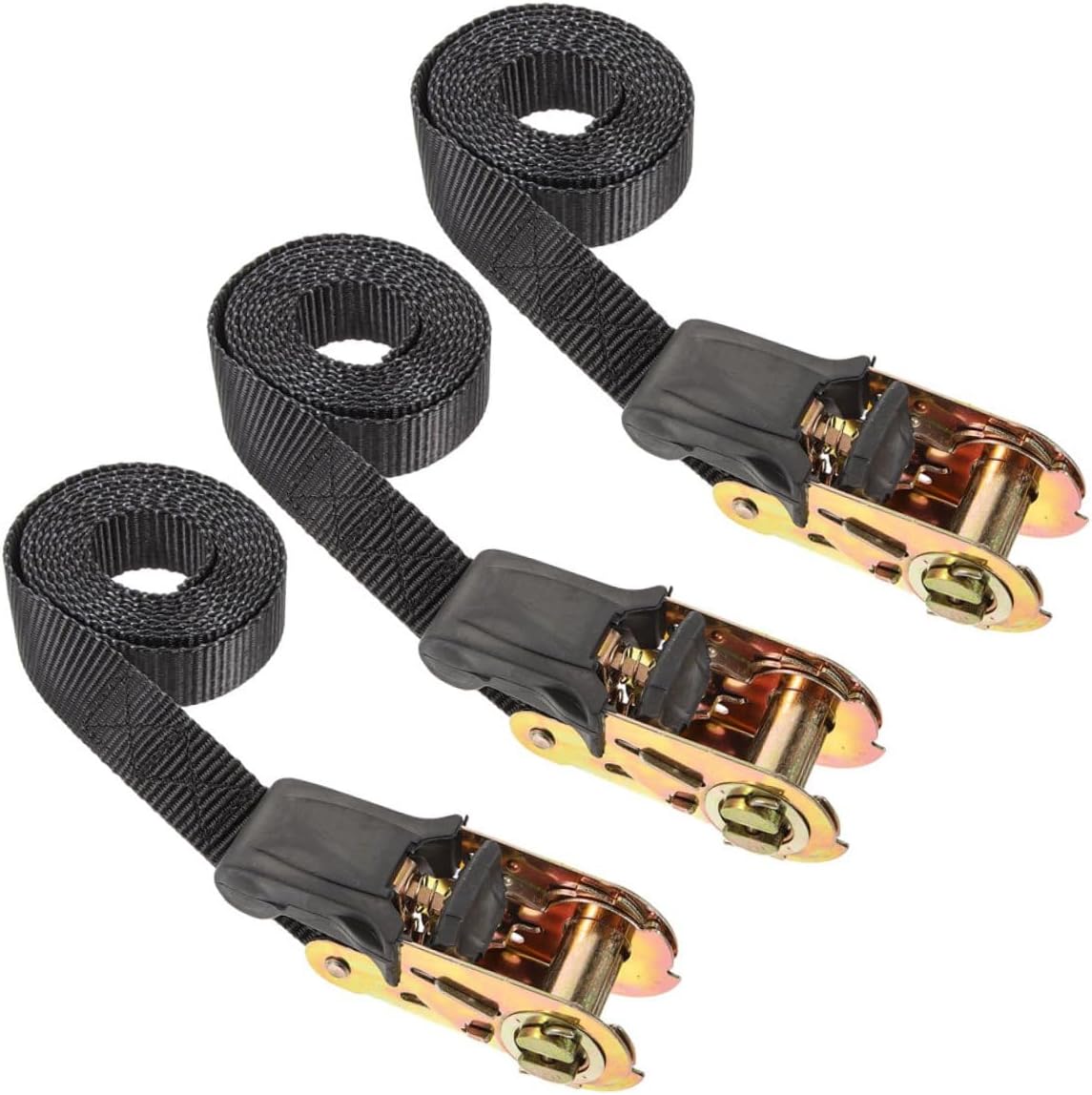 Heavy-Duty Ratchet Cargo Straps Tie-Down Set 3pcs 2.5cm X 2m with Ratcheting Tensioner for Motorcycle Lashing and Automotive Load Securing