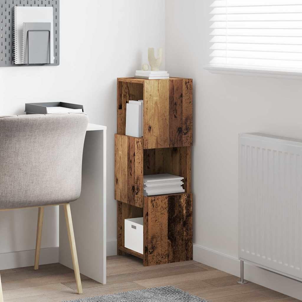 Armadio angolare in legno anticato, 30,5 x 30 x 95 cm, con 3 ripiani, per ufficio, soggiorno, officina, guardaroba, ordine e conservazione