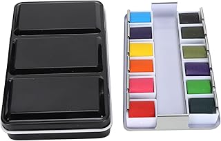 Watercolour Painting Set, Watercolour Paint Portable Glossy Watercolour Paint Set Painting Supplies with Box Beginner Art Supplies Set Ideal for Artists and Hobbyists(12 x Paint)