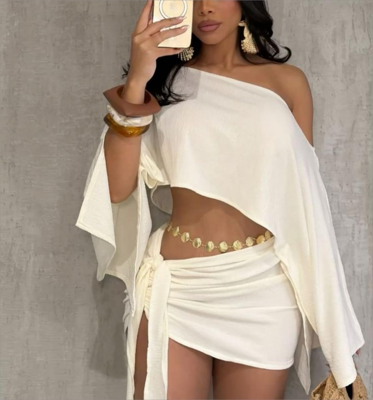 Yoawdats Women Sheer Poncho Shrug Lightweight See Through Knitted Mesh Shawl Y2k Asymmetrical Poncho Tops Cover Ups - Image 2