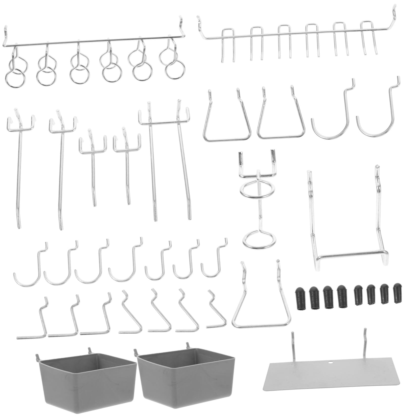 VILLFUL 140pcs Nail Board Hook Pegboard Hanging Cup Wall Organizer Hanging Tools Hooks Pegboard Basket Bins Pegboard Tool Hooks Pegboard Organizer Kit Pegboard Boxes Stainless Steel