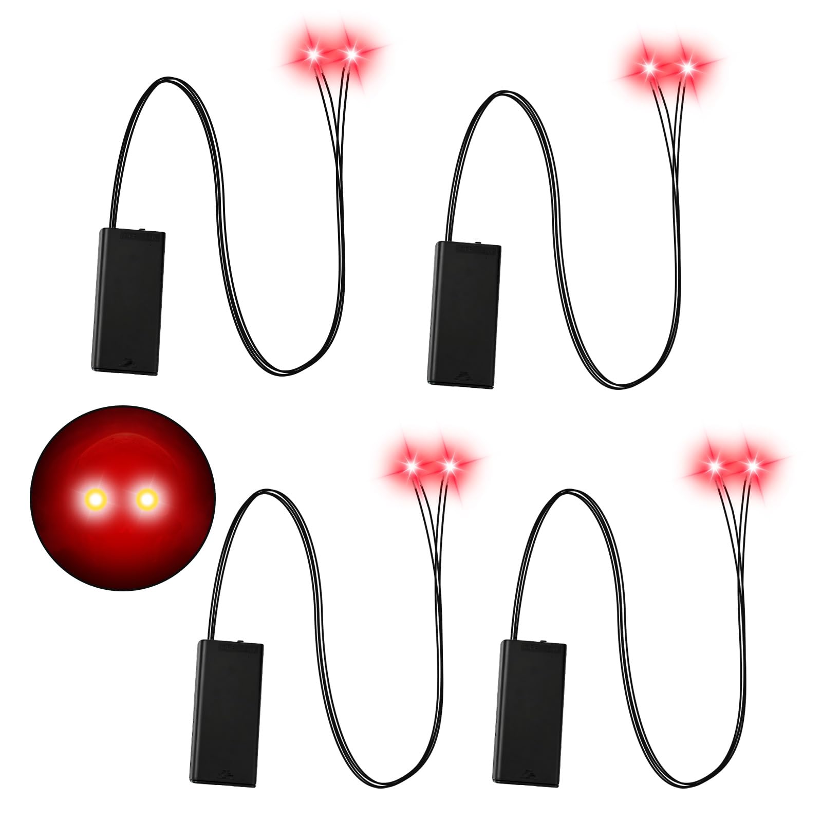 BTFO 4pcs Halloween Glowing LED Eyes with Battery Box (Red Light)