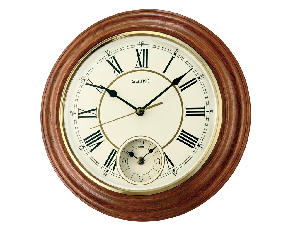 Seiko Elegant Round Brown Wooden Analog Home Decor Roman Numbers Wall Clock (Size: 30.4 x 30.4 x 5.8 CM | Weight: 1080 gram | Color: Brown)-picture-13