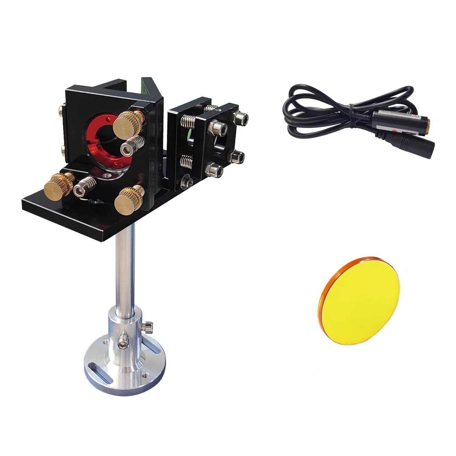 Beam Combiner Base mit First Mirror Mount Dia.25mm & 1Pcs Beam Combiner Dia.20mm & 1Pcs Red Pointer Dia.12mm für CO2 Laser Cutter Graviermaschine