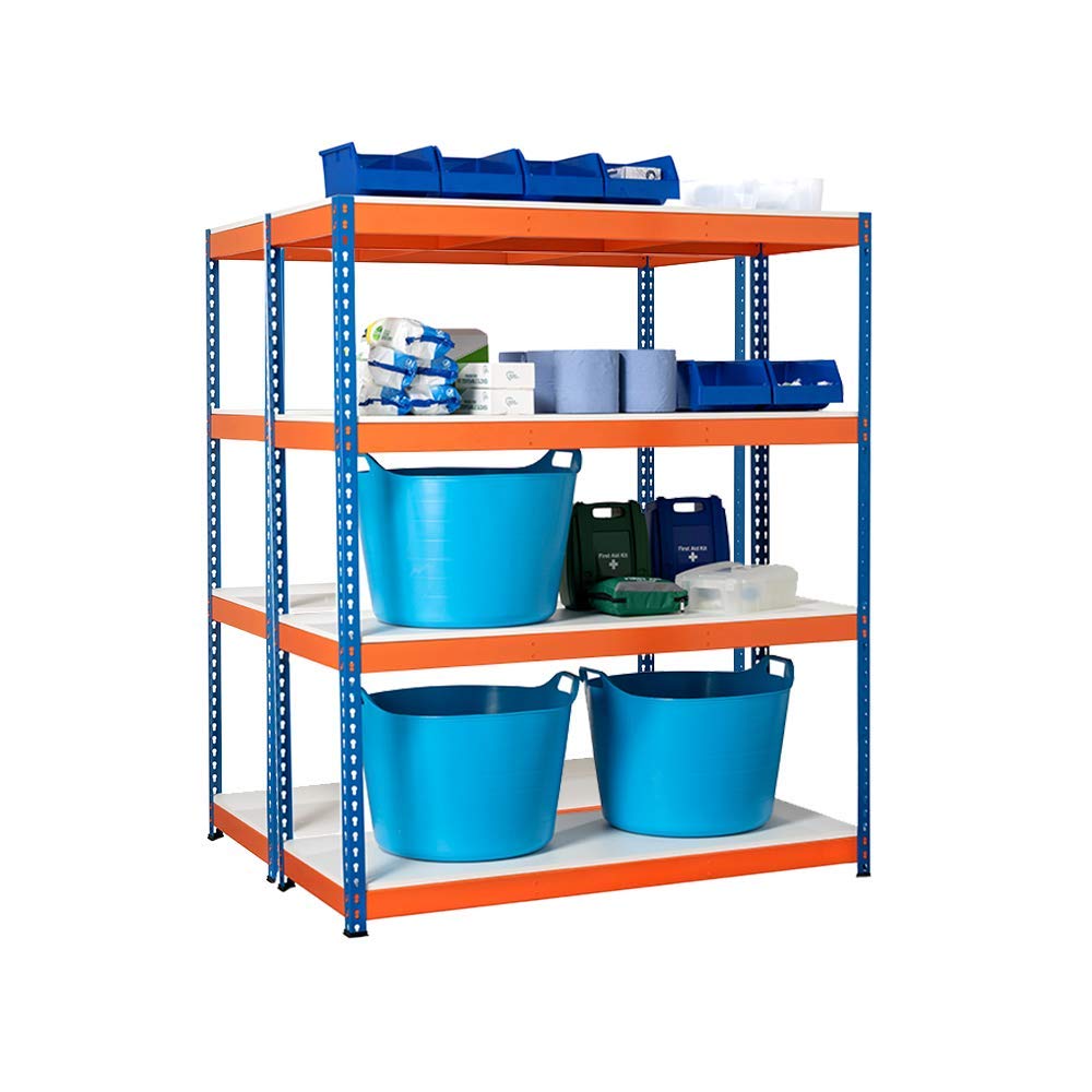 2 x Heavy Duty Melamine Racking Shelving Unit 1800mm H x 1500mm W x 600mm D 400KG UDL FREE NEXT DAY DELIVERY