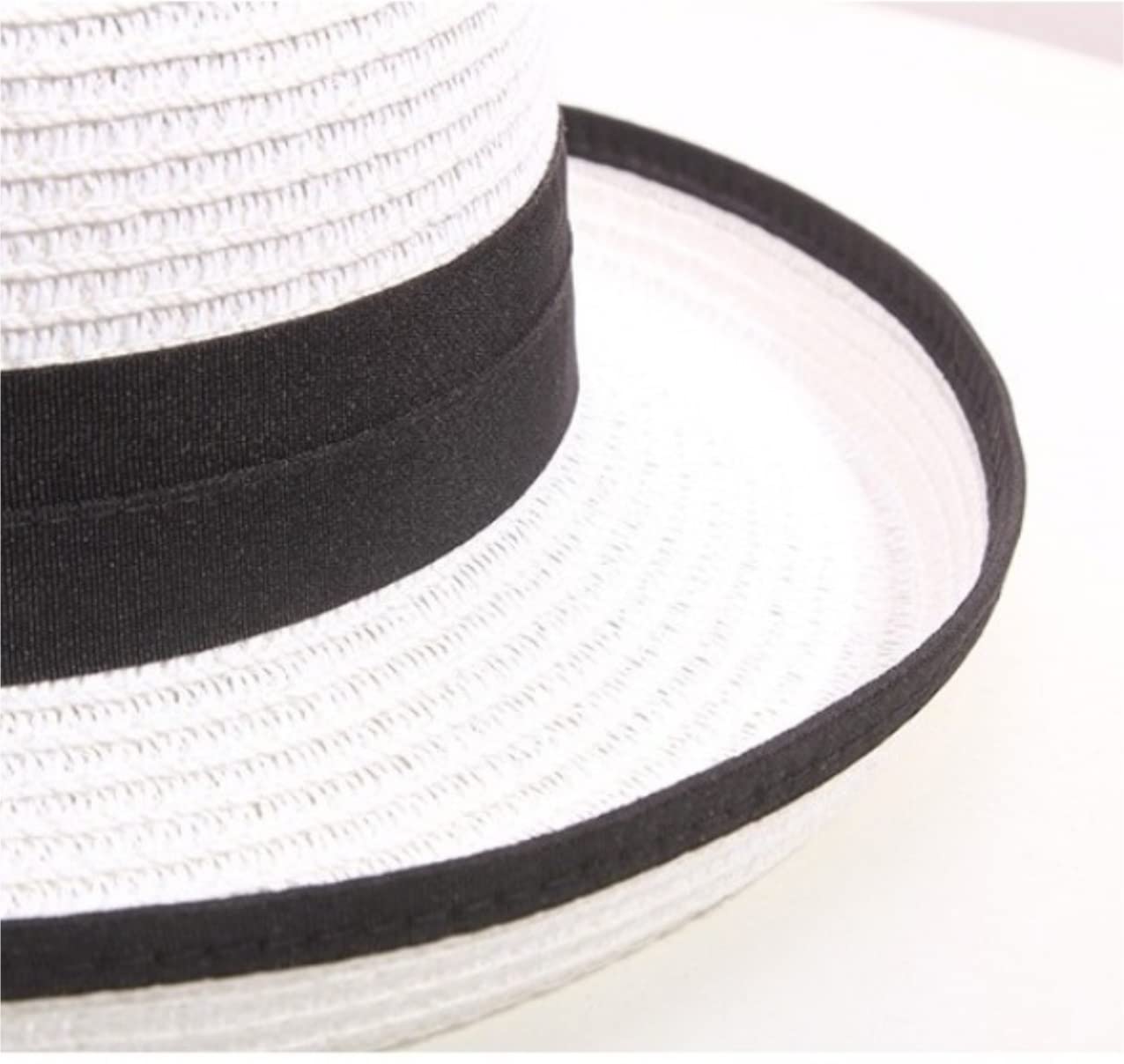 Sombrero de Playa Plegable, Sombrero De Paja Verano Sol Enrollado Lazo ala Ancha Simple Casual Viaje Sombrero Playa Verano