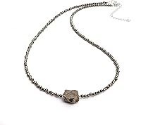 Vista 10 de Gempires - Collar de cuentas de piedras preciosas con piedra cruda, hipoalergénico, chapado en plata, de 18 pulgadas, elegante, hecho a mano, regalo