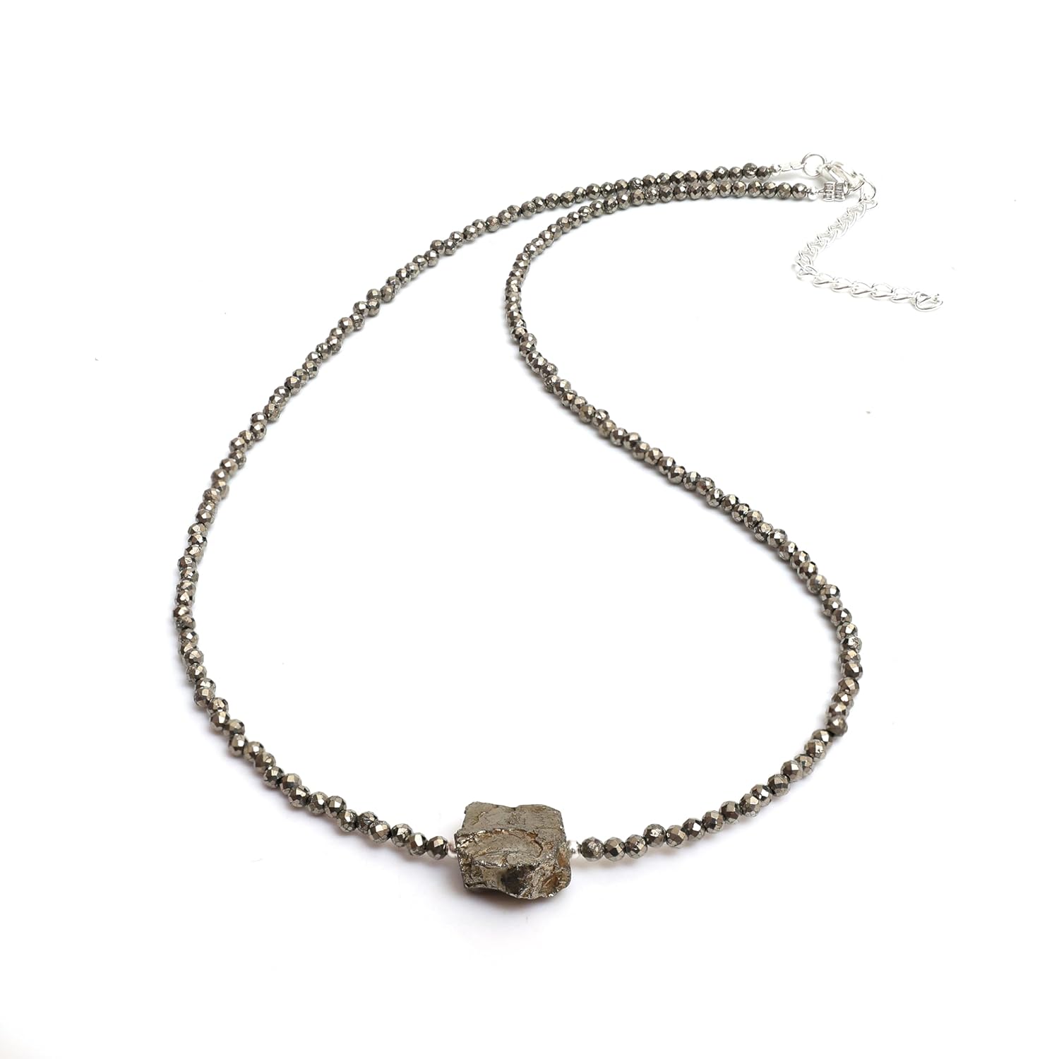 Gempires Gemstone Beaded Necklace with Raw Stone Crystal Jewelry Hypoallergenic 18 Inch Silver Plated Elegant Handmade Jewelry Gifts For Women