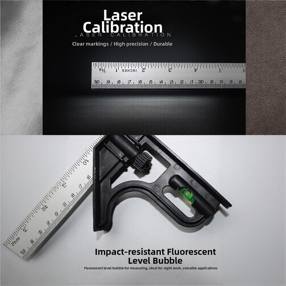Escuadra Carpintero Ajustable para acero para nivel Escuadra(Black 3-in-1)