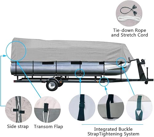 Miniatura 10 de iCOVER - Cubierta de pontón remolcable, se adapta a 17 a 28 pies de largo y ancho de haz de hasta 102 pulgadas de ancho con bolsa de almacenamiento