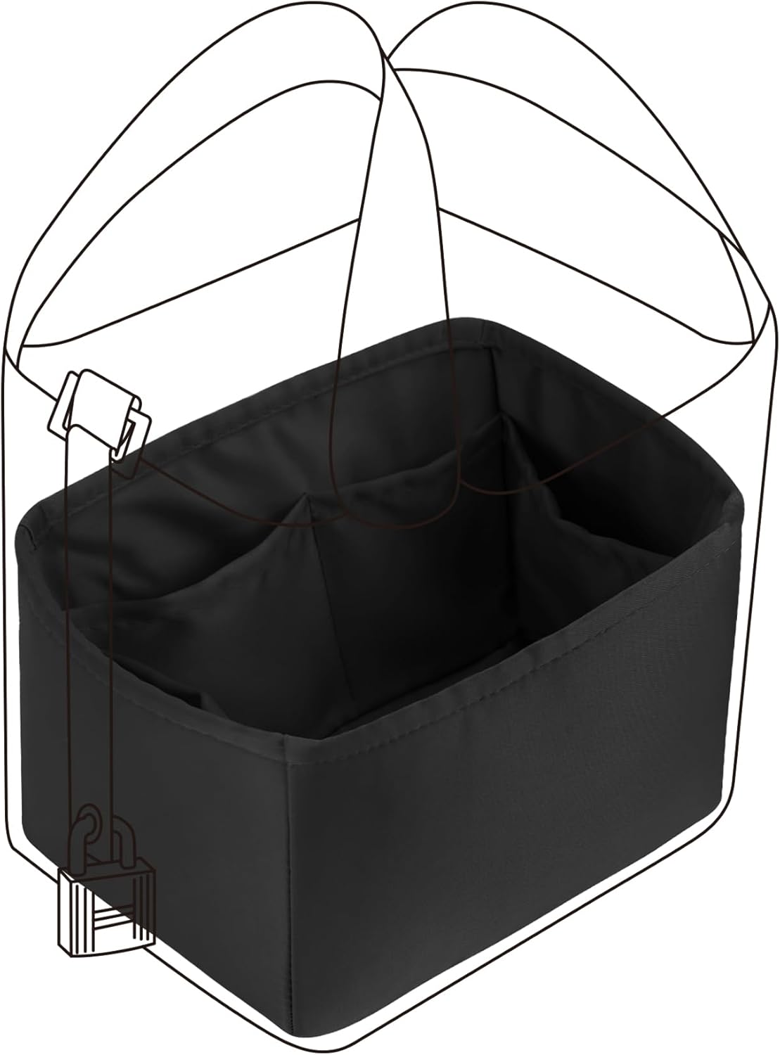 DGAZ Purse Organizer Silky Smooth,Silk,Luxury Handbag Tote in Bag Shapers, Women- Fits picotin18/22Bags (Black, PC18)