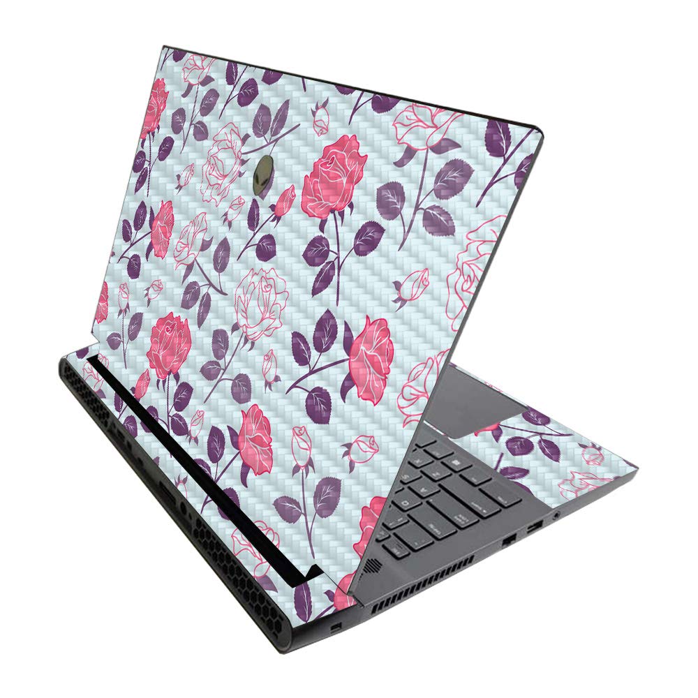 MightySkins Carbon Fiber Skin for Alienware M17 R3 (2020) & M17 R4 (2021) - Vintage Floral | Durable Textured Carbon Fiber Finish | Easy to Apply | Made in The USA