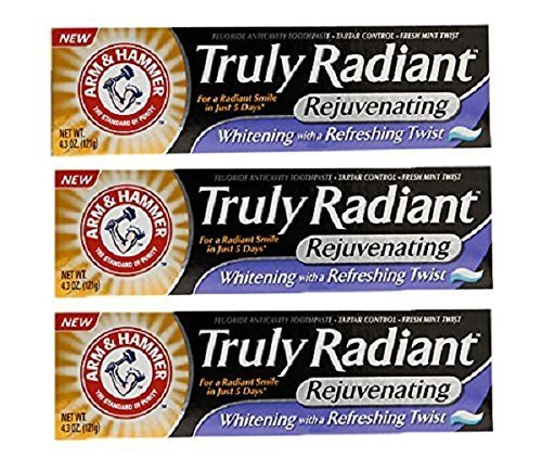 4.3oz tubes of Truly Radiant Rejuvenating Whitening with a Refreshing Twist Toothpaste by Arm & Hammer by Truly Radiant