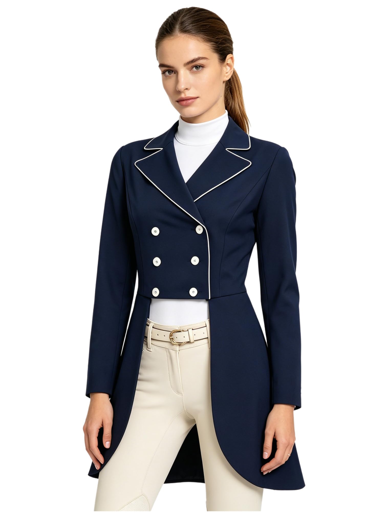 FEESHOW Damen Turnierjacket Reiten Elegantes Sakko Lang Mit Taillierter Passformf Ür Turnier Wettkampf Show Training