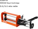 400ml Epoxy Gun Dual Component Caulking Gun Manual Double Cartridge Caulk Gun Panel Bond Adhesive Applicator for 13.5 fl oz Mix Ratio 1:1 and 2:1, Orange